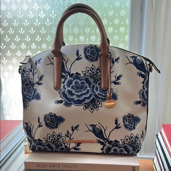 Brahmin Blue Delft Duxbury Tote Floral Blue and White Bag - Picture 2 of 10